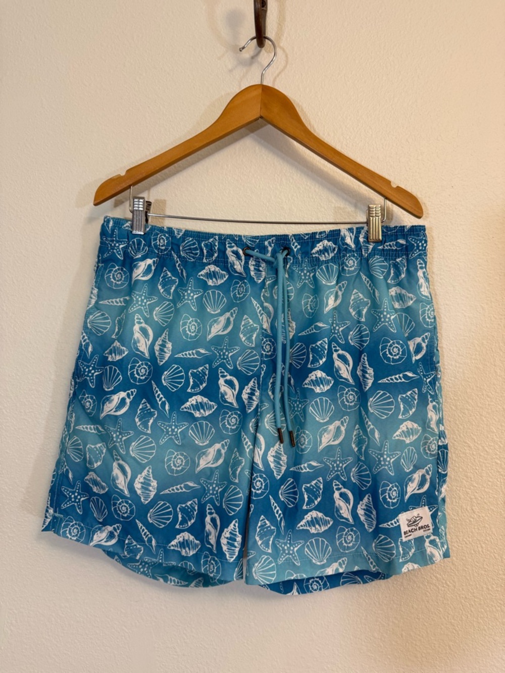 Beach Bros swim trunks men’s xl blue tropical beach surf baggies pull on elastic